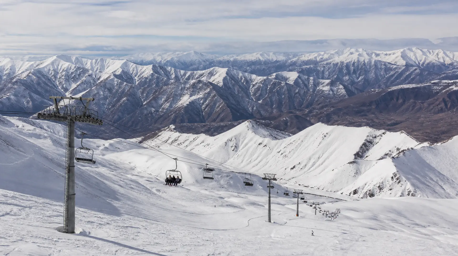 Ski slopes and lifts above Gudauri resort